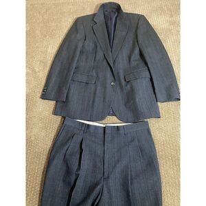 VTG HAGGAR USA MENS CHARCOAL GRAY 2 PIECE SUIT Sz 40 Plus PANTS 36 Waist 28.5 L